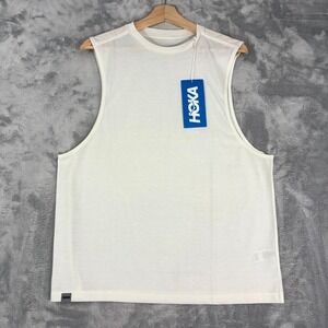 Hoka U GlideTech Sleeveless Tank Unisex Size Small White DriRelease Lightweight